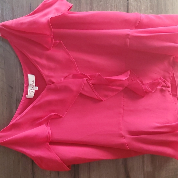 THRDUP- Parker hot pink silk ruffle tank - Picture 5 of 8